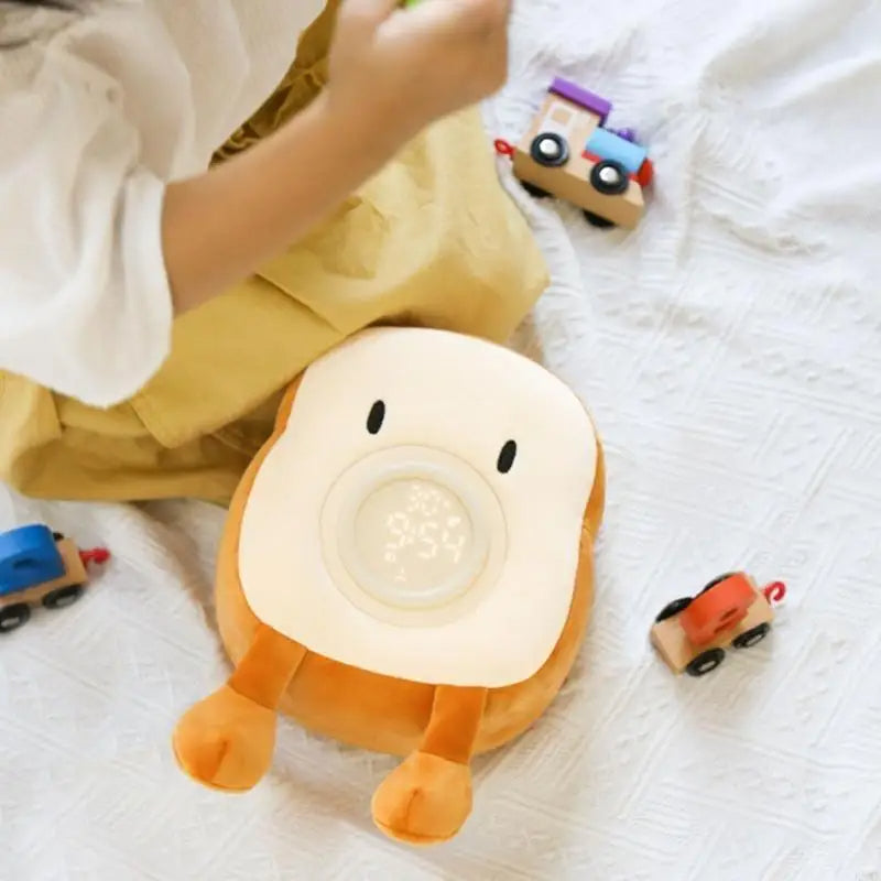 Plush Alarm Clock with Rechargeable Night Light and Phone Holder