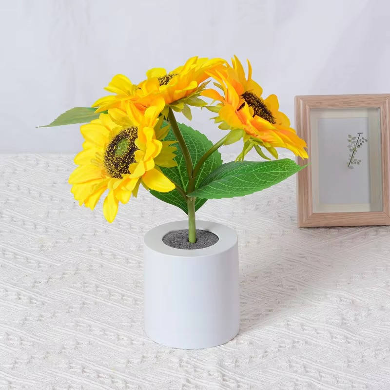 Adjustable USB Rechargeable Sunflower LED Night Light Lamp with Flexible Stem