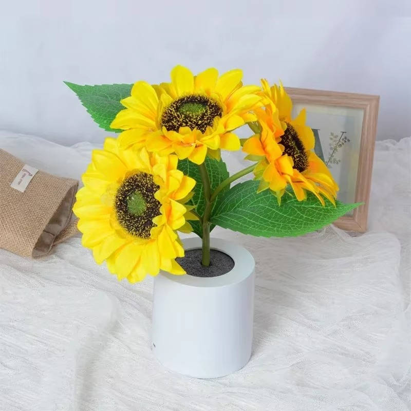 Adjustable USB Rechargeable Sunflower LED Night Light Lamp with Flexible Stem