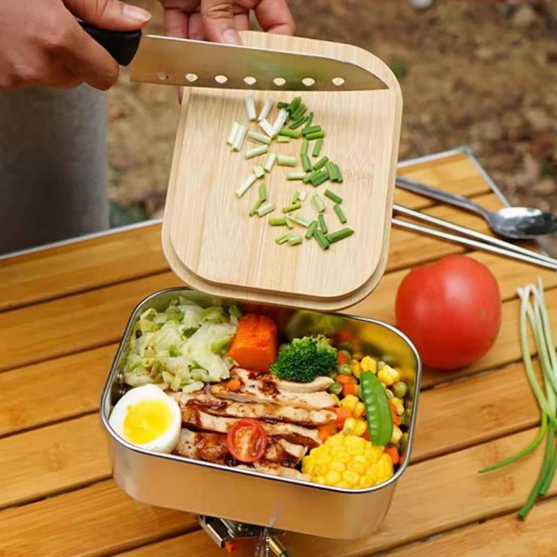 Stainless Steel Lunchbox with Wooden Lid