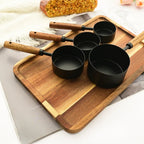 Walnut Wooden Measuring Set with Black Stainless Steel (8 Piece Set)