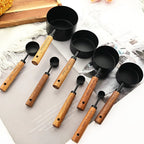 Walnut Wooden Measuring Set with Black Stainless Steel (8 Piece Set)