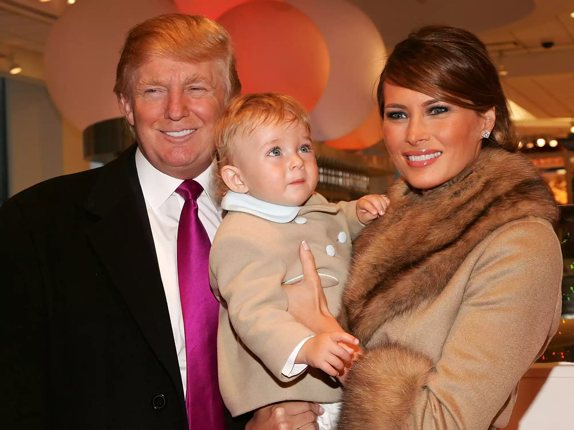 Donald Trump, his wife Melania Trump and their son Barron