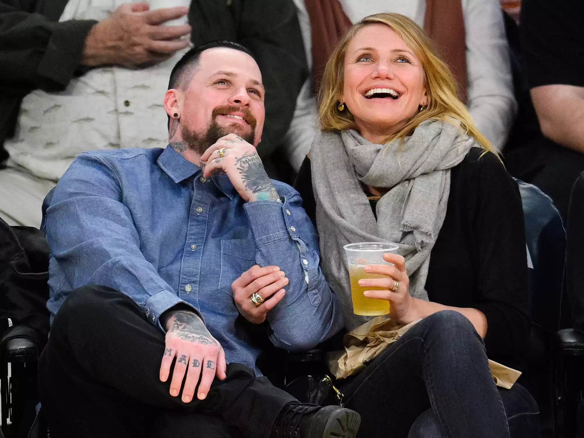 Cameron Diaz and Benji Madden at an event