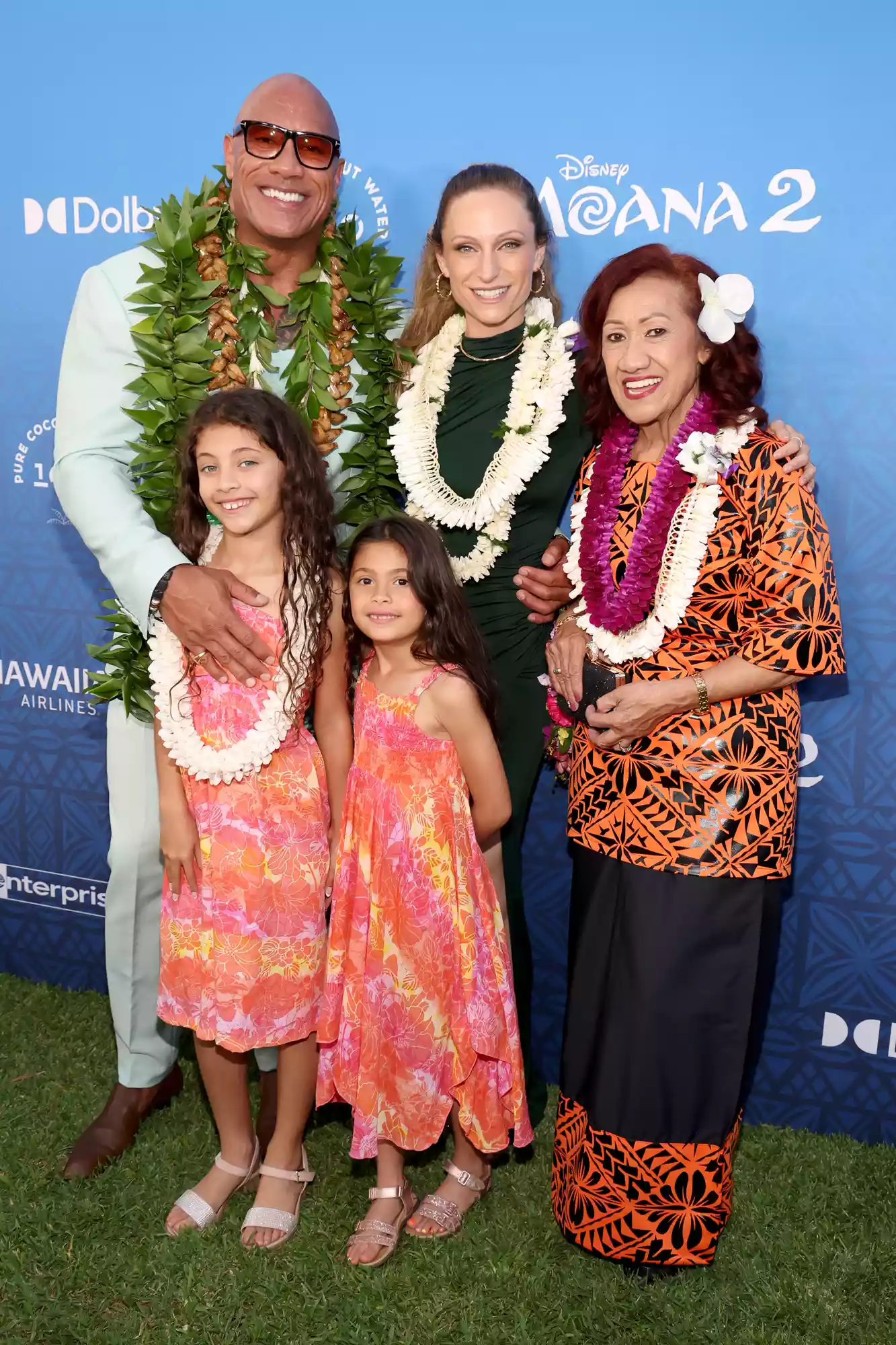 Dwayne Johnson with his family at the premiere of Moana 2