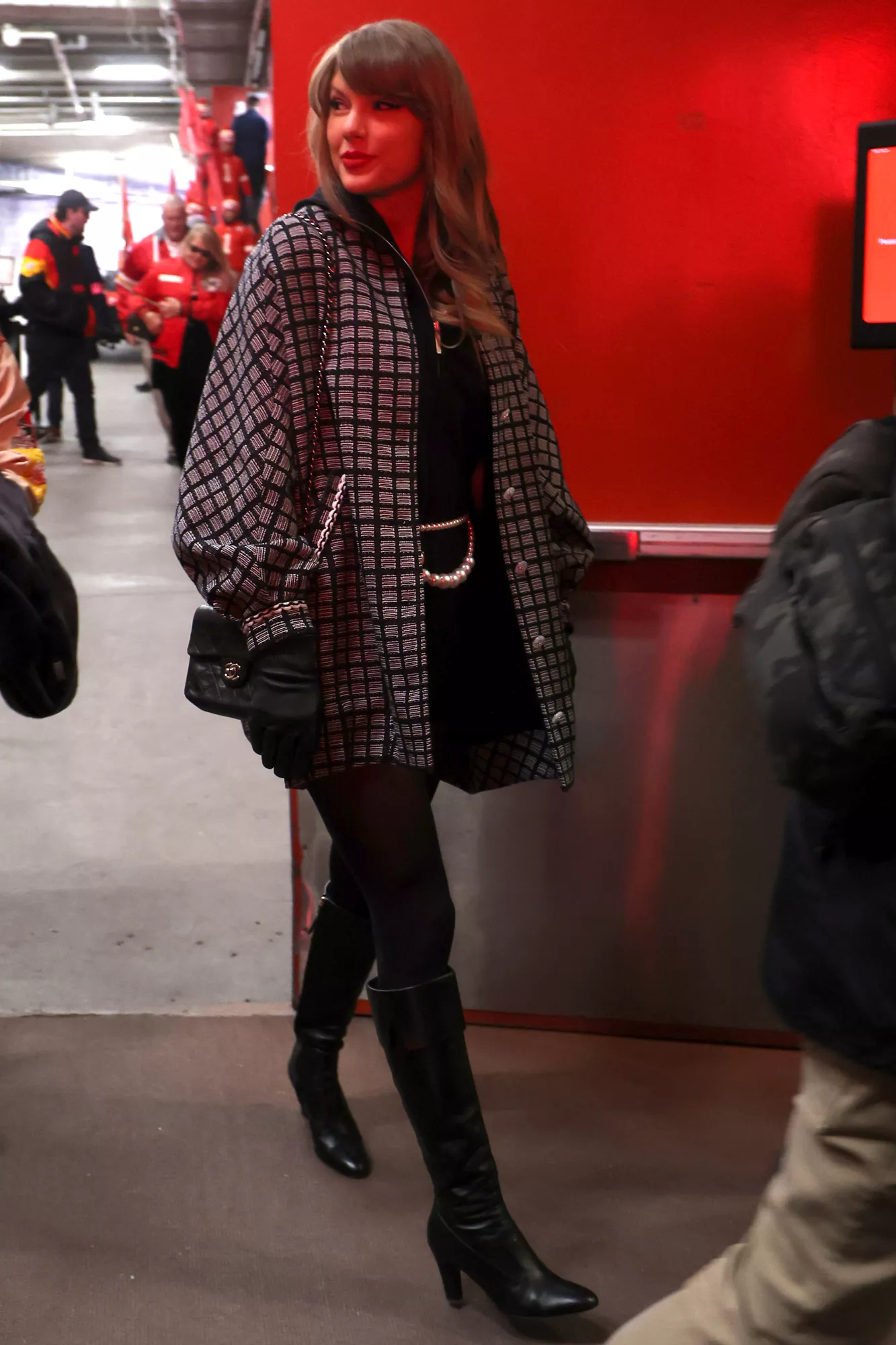 Taylor Swift arriving at the Chiefs' playoff game on January 18, 2025.